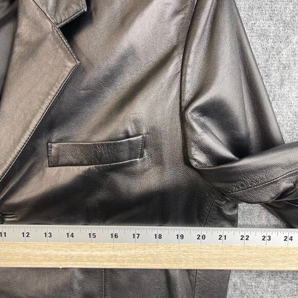 Jones New York City Black Leather 3 Button Mens Jacket Size 40L - Picture 5 of 8